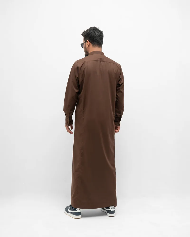 Arabian Platinum Thobe | Caramel Brown - Image 4