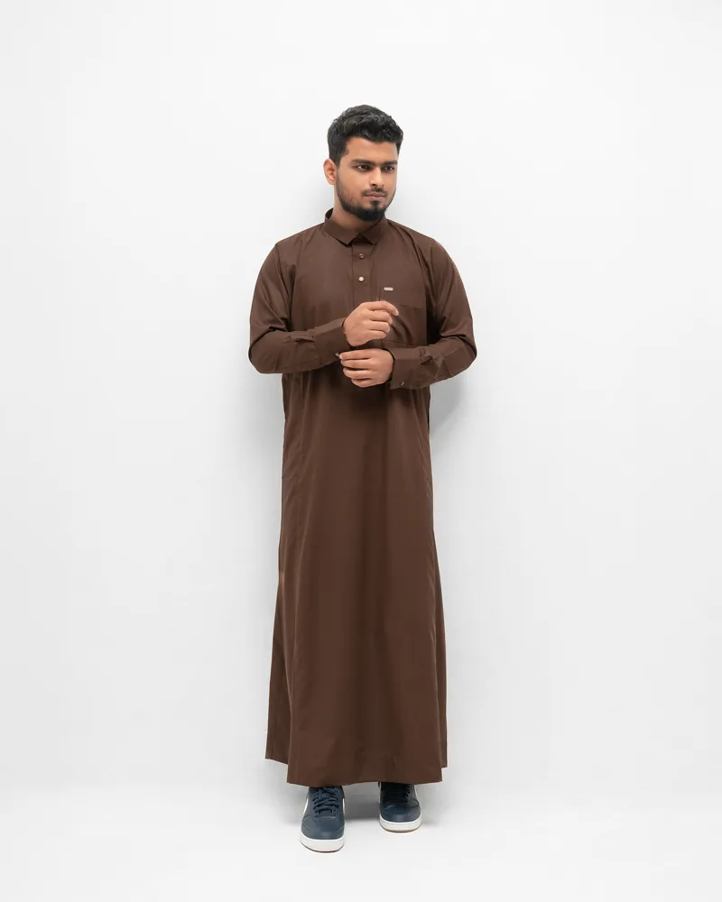 Arabian Platinum Thobe | Caramel Brown - Image 7