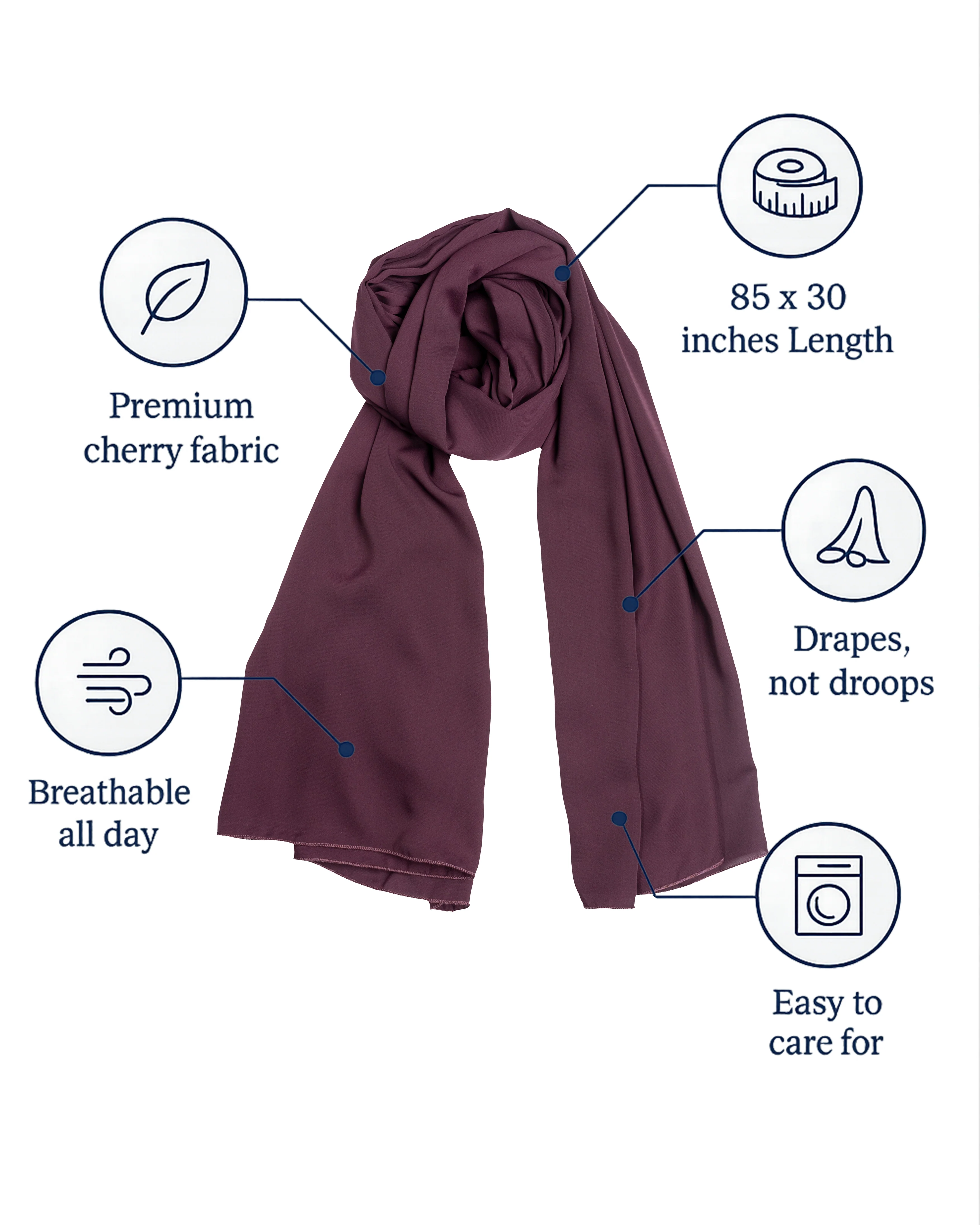 Cherry Hijab Wine Dark Purple (CWDP) - Image 2