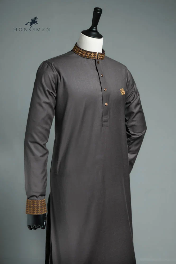 Horsemen Panjabi-Tropical Suiting Twill Fabric - Taupe Brown - Image 4