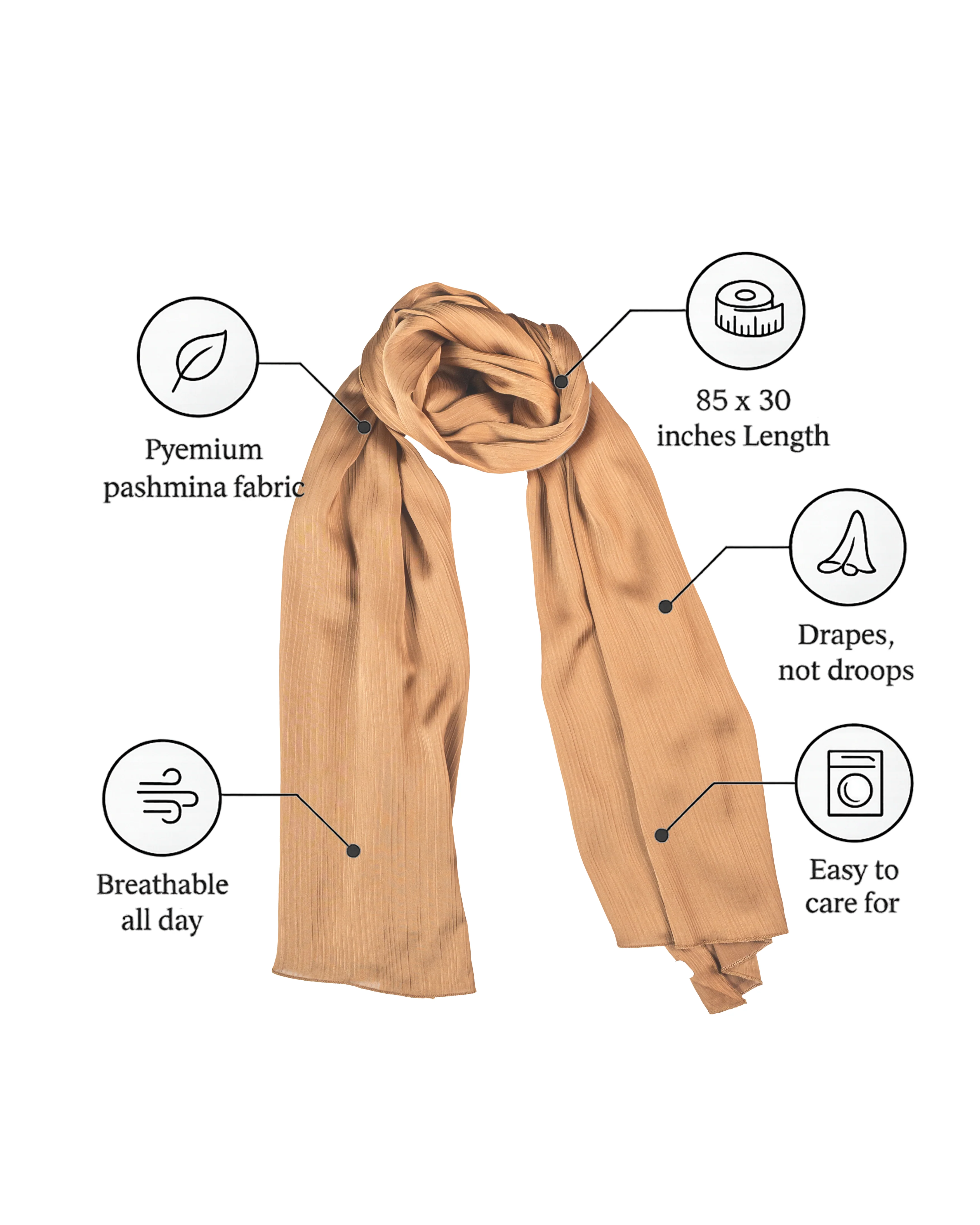 Pashmina Hijab Carob Brown  (PCB) - Image 2