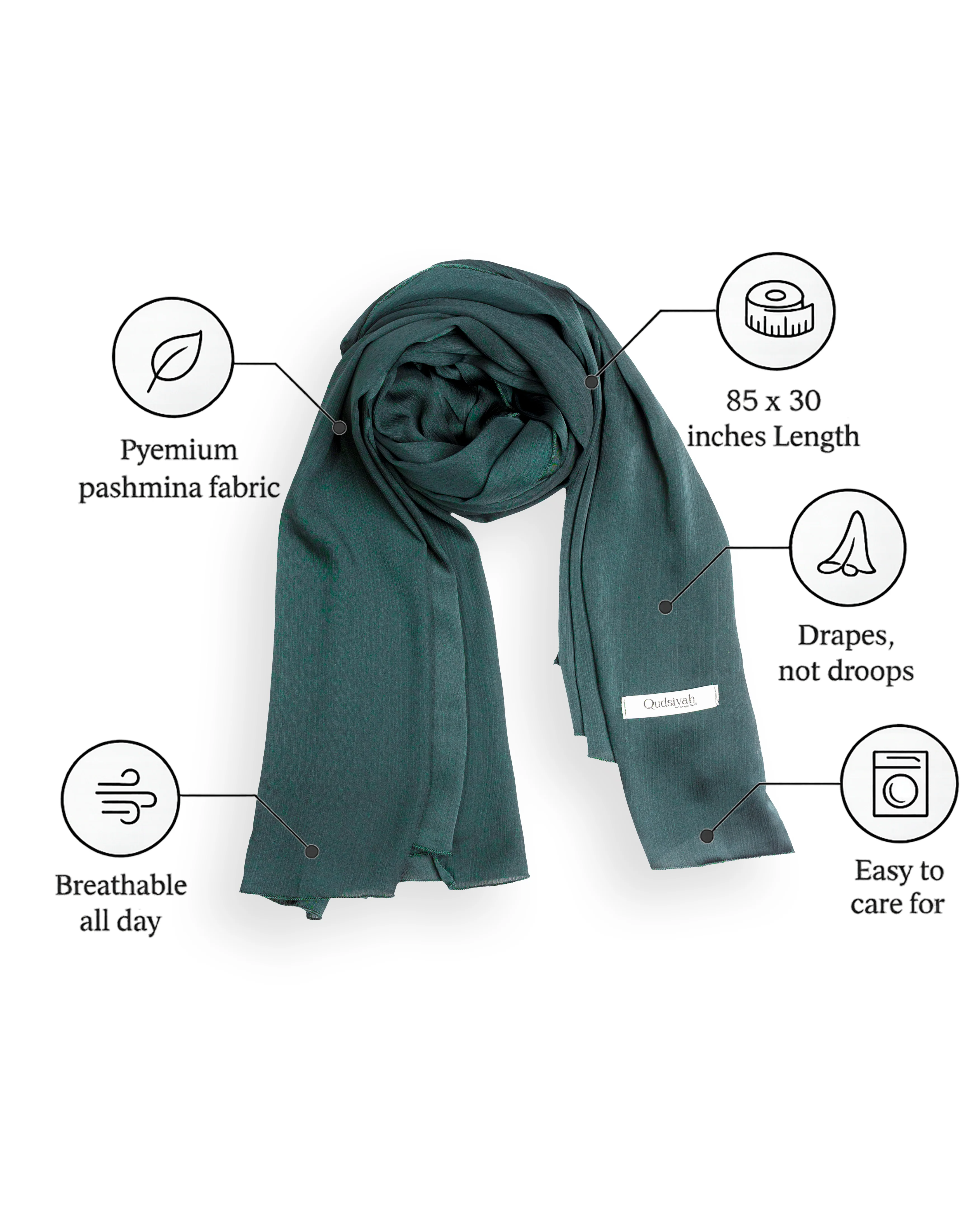Pashmina Hijab Emerald Green (PEG) - Image 2