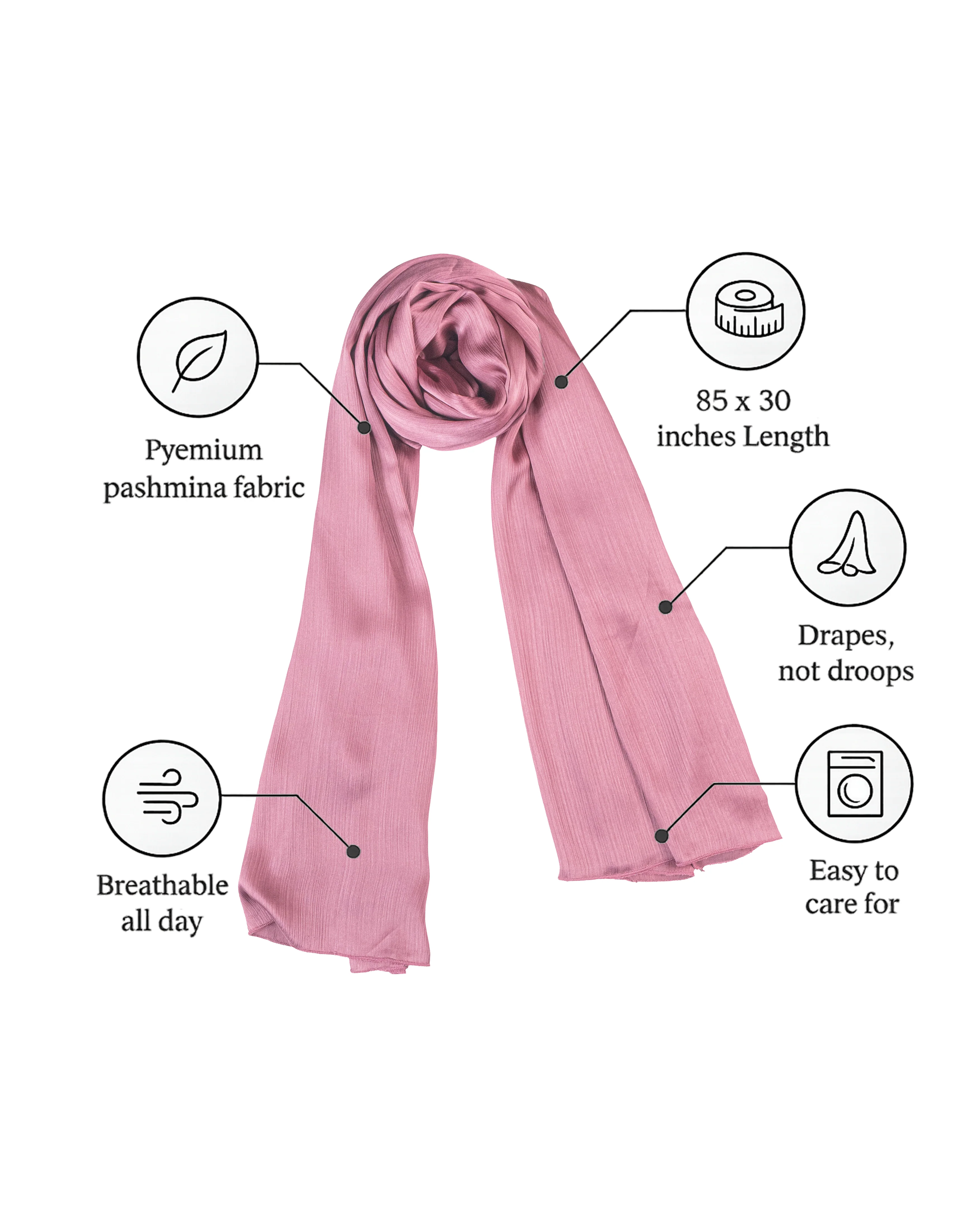 Pashmina Hijab Flamingo Pink (PFP) - Image 2