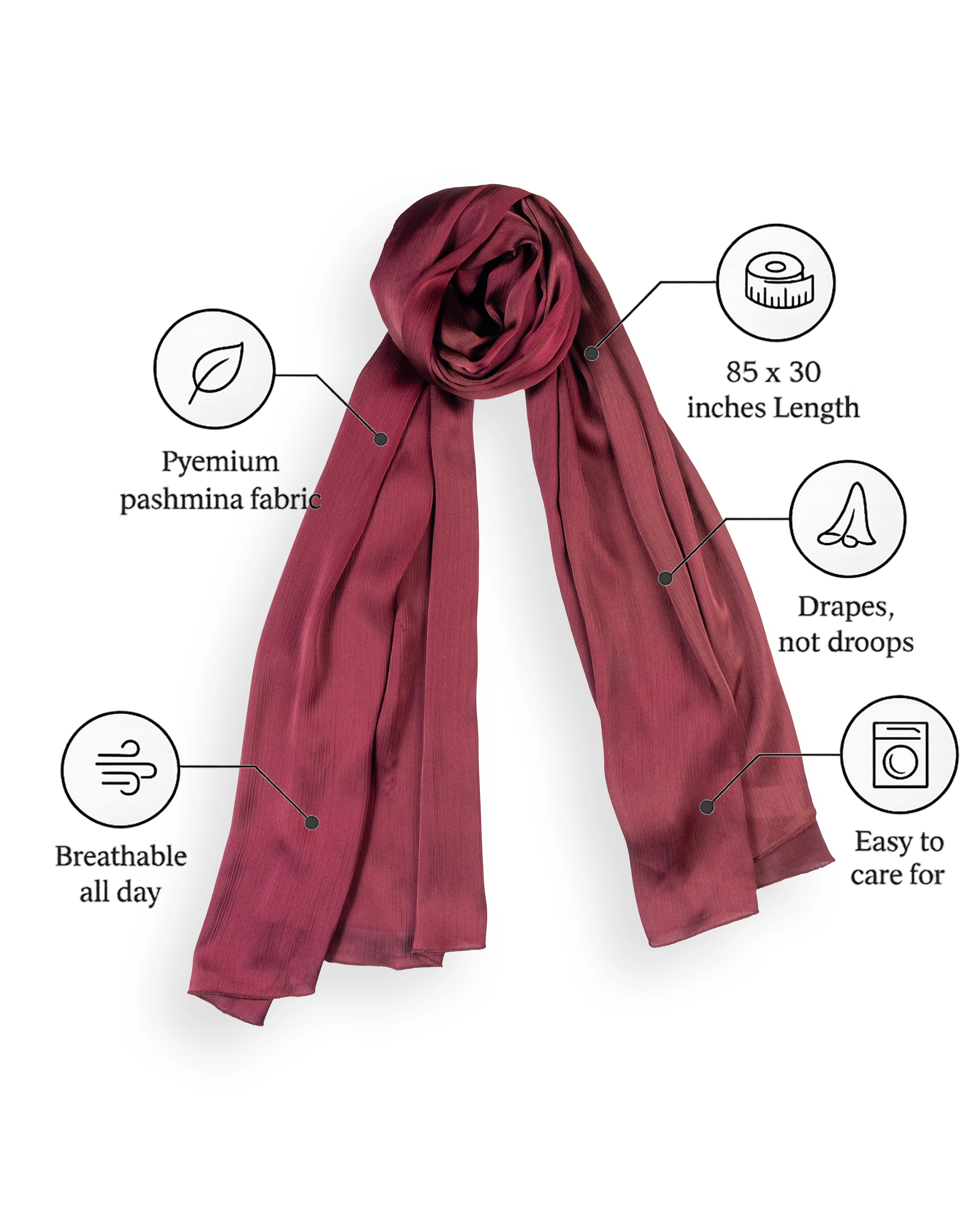 Pashmina Hijab Midnight Maroon (PMM) - Image 2