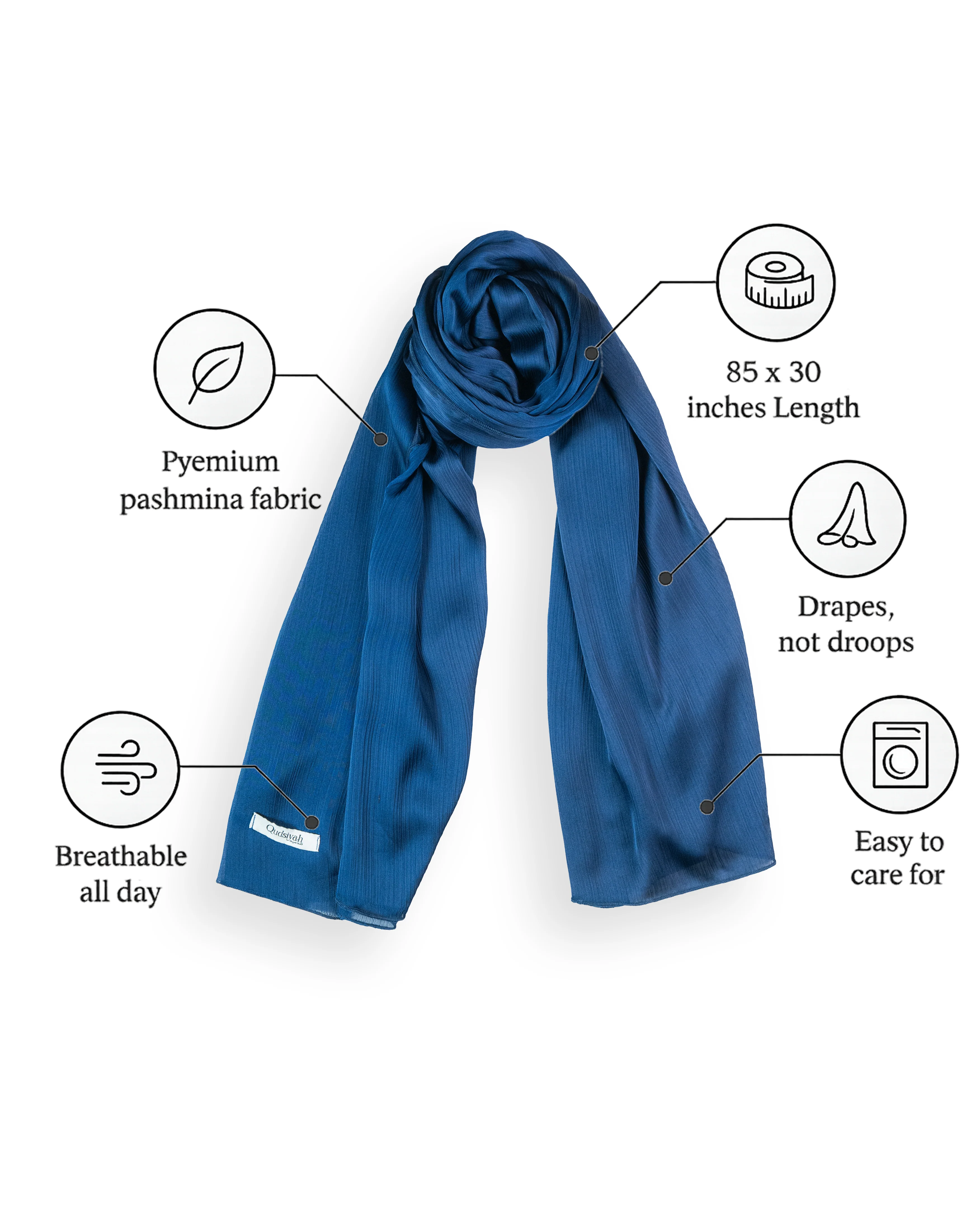 Pashmina Hijab  Royal Blue (PRB) - Image 2