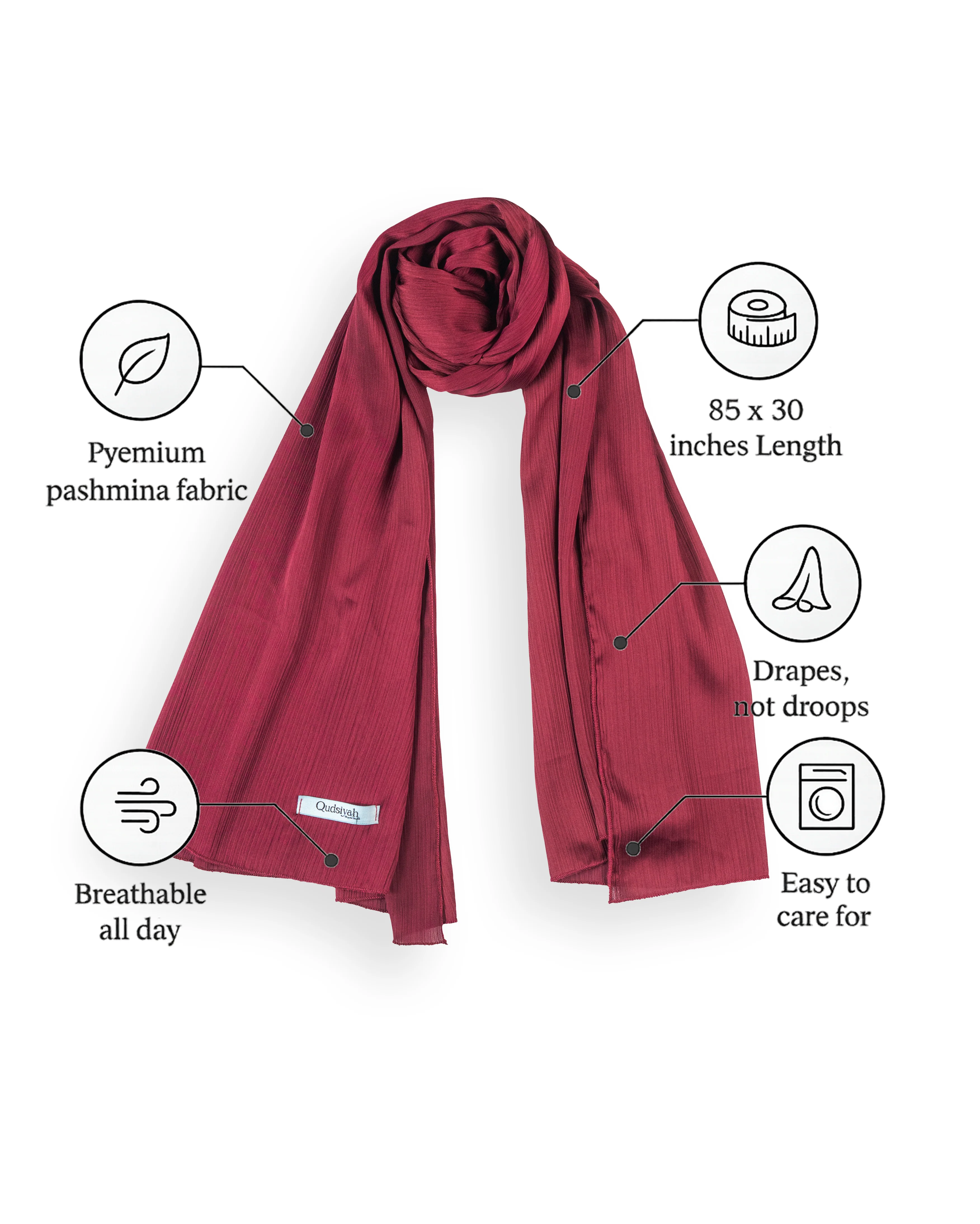 Pashmina Hijab Royal Maroon (PRM) - Image 2