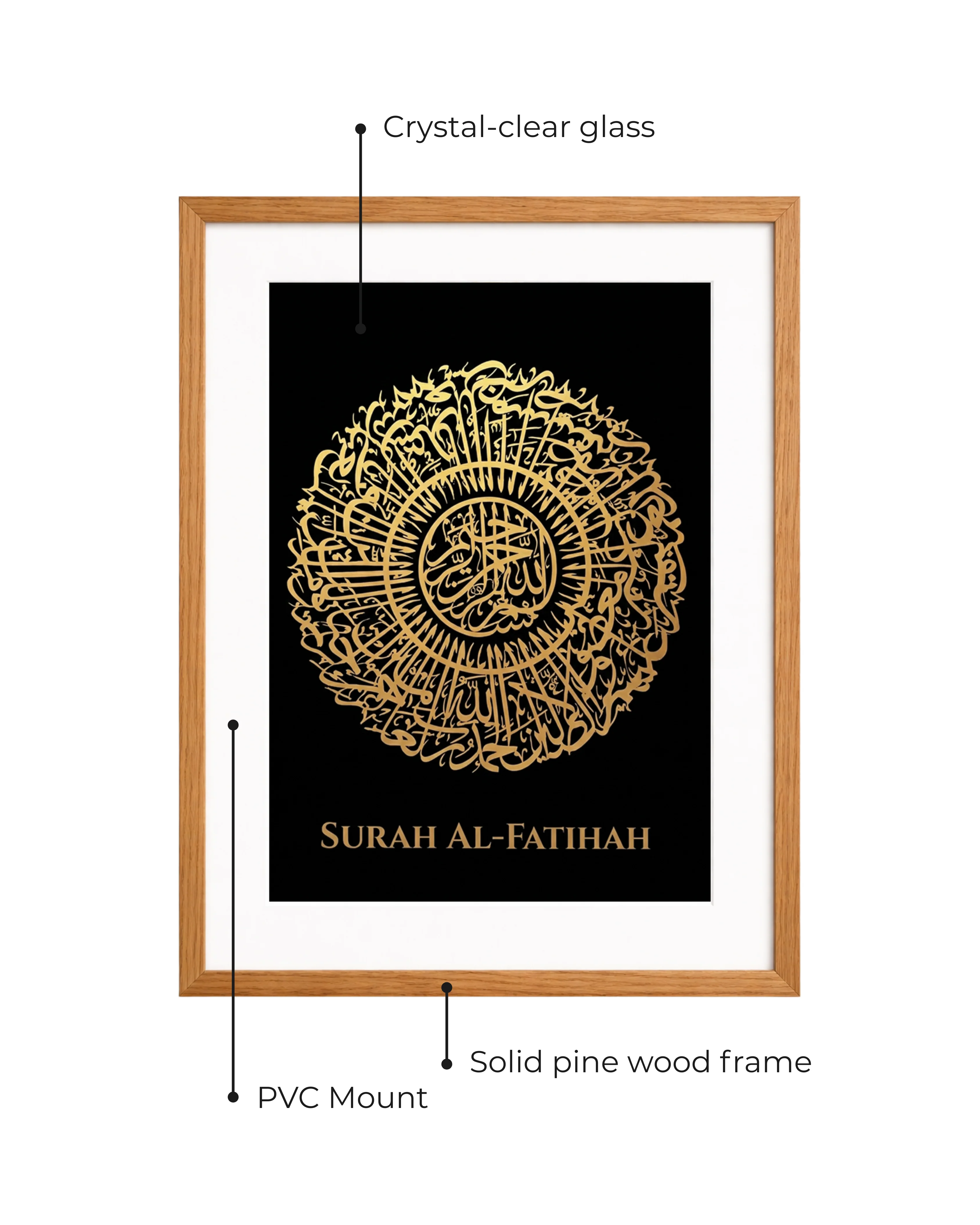 Surah Al Fatihah Gold Foiled Wooden Frame Black - Image 8